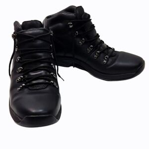 Rockport Waterproof Black Leather Lace-up Ankle Moto Boots (8M)